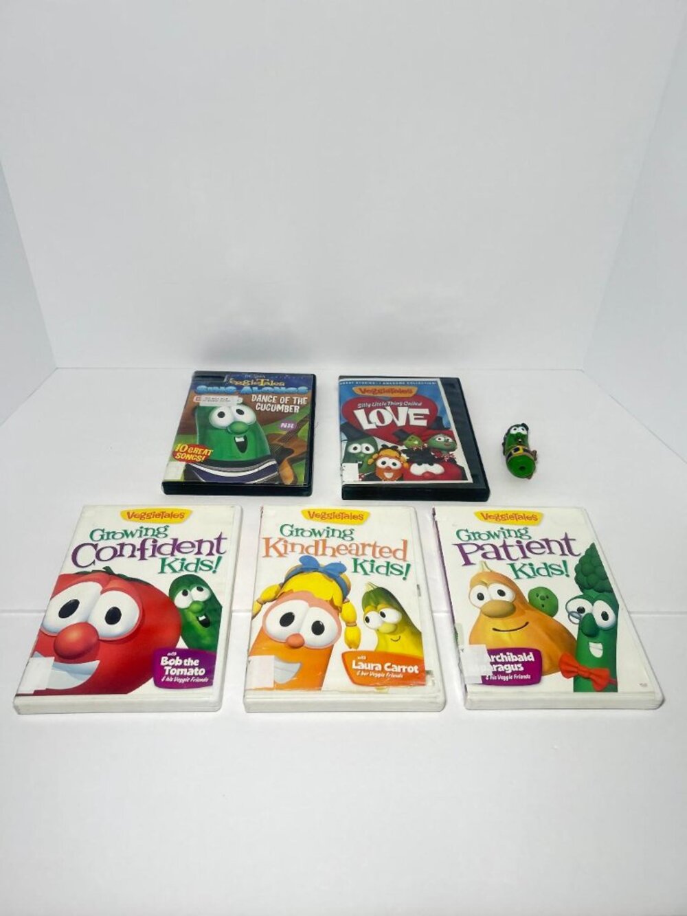 VeggieTales DVD Lot of 5 and Larry The Cucumber Toy Animation Family Christian